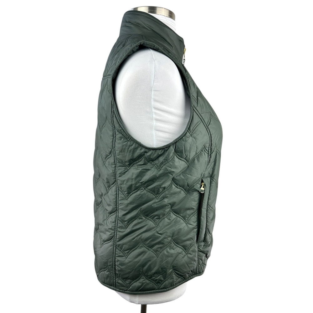Vineyard Vines Chevron Quilted Whale Tail Vest Green Gold Full Zip Women's Large - Picture 9 of 14